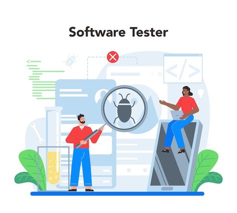 Software testing concept application or ... | Free Vector #Freepik #freevector #tester #web-programming #computer-software #software-development Wireframe Web, Software Tester, Hiring Poster, Brand Manager, Manual Testing, Database Management System, Web Programming, Computer Skills, Software Testing