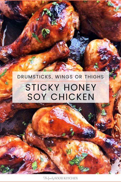 My Chicken Drumsticks Marinade is so simple and guarantees the most deliciously sticky chicken drumsticks with tender juicy chicken meat inside. I combine honey, soy and garlic in this easy recipe that your whole family will love. #FamilyFoodKiitchen Chicken Wing And Drumstick Recipes, Marinade Chicken Drumsticks, Chicken Drum Marinade, Easy Chicken Drumstick Recipes Quick, Drum Stick Marinade, Chicken Drumettes Recipes, Chicken Drumsticks Marinade, Drum Stick Recipes, Drumstick Chicken Recipes Oven