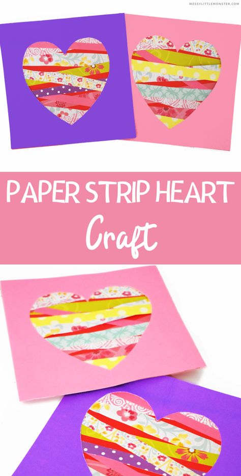 Heart Crafts Preschool, Heart Crafts Kids, Valentines Art For Kids, Valentine Paper Crafts, Heart Art Projects, Valentine Art Projects, Valentines Day Drawing, February Crafts, Easy Valentine Crafts