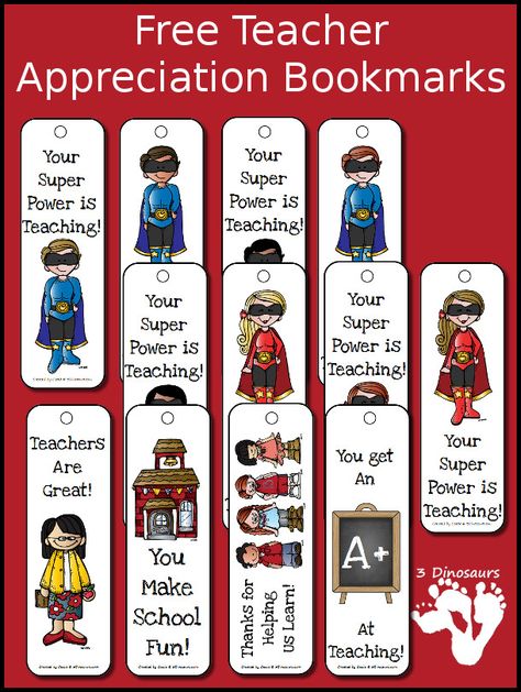 What is Teacher Appreciation? Plus Free Teacher Appreciation Bookmarks - 3Dinosaurs.com Teacher Appreciation Bookmark, Bookmarks For Teachers, Superhero Teacher Appreciation, Counseling Career, Print Bookmarks, Cc Essentials, Superhero Teacher, Teacher Info, 3 Dinosaurs