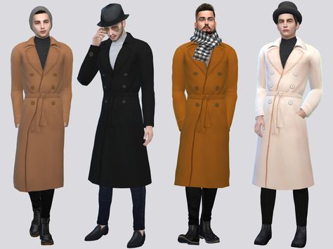 McLayneSims' Heinrich Winter Coat The Sims 4 Cc Coat Men, Sims 4 Cc Coat Male, Sims 4 Cc Trench Coat Male, Sims 4 Male Coat, Sims 4 Male Clothes, Sims Medieval, Long Coat Men, Sims Clothes, Sims 4 Cc Kids Clothing