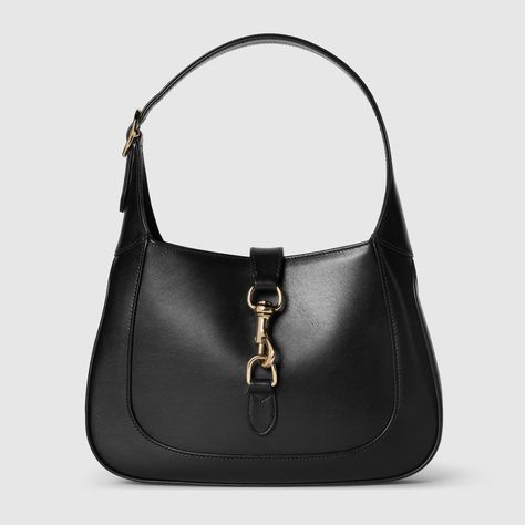 Gucci Jackie medium shoulder bag in black leather | GUCCI® Canada Black Gucci Bag, Hobo Bags For Women, Bags Gucci, Group Gifts, Gucci Gucci, Hobo Bags, Bag Collection, Gucci Handbags, Small Shoulder Bag