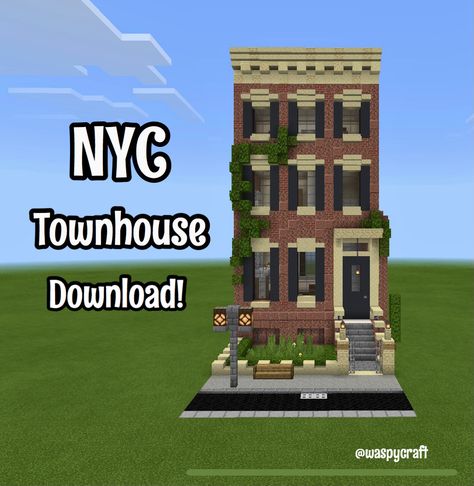 Check my YouTube channel link in my bio! View my latest video for both Java & bedrock downloads! Links in videos description! Hope you guys enjoy! Minecraft Townhouse, Villa Minecraft, Minecraft Modern City, Minecraft Shops, Minecraft Decoration, Minecraft City Buildings, Nyc Townhouse, City Inspiration, Minecraft Mansion