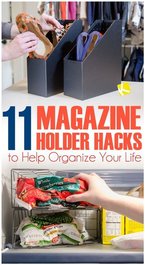 11 Magazine Holder Hacks to Help Organize Your Life Ideas Armario, Closet Planning, Diy Organizer, Dollar Store Organizing, Magazine Holder, Front Porch Ideas For Mobile Homes, Organize Declutter, Magazine Holders, Closet Organizers