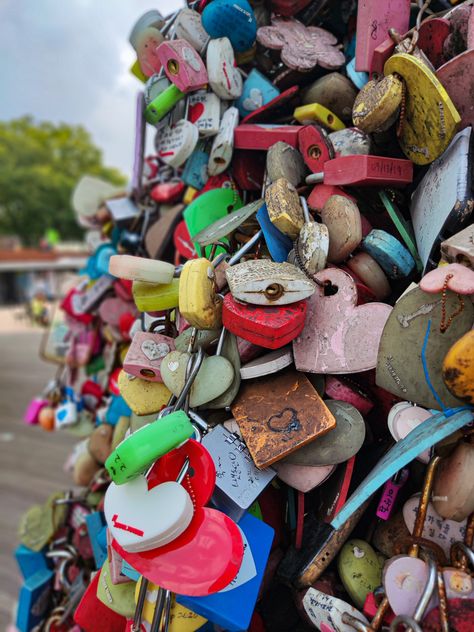 Locks in Namsan Tower in Seoul, South Korea Seoul Tower, Namsan Tower, Travel South, Seoul South Korea, South Korea, Seoul, Tower, Travel, Quick Saves