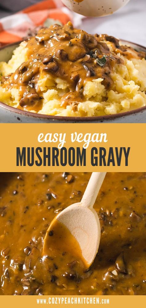 Salsa Gravy, Vegan Mushroom Gravy, Mushroom Gravy Recipe, Smoothies Vegan, Peach Kitchen, Vegan Gravy, Pasta Vegetariana, Vegan Mushroom, Vegan Thanksgiving Recipes