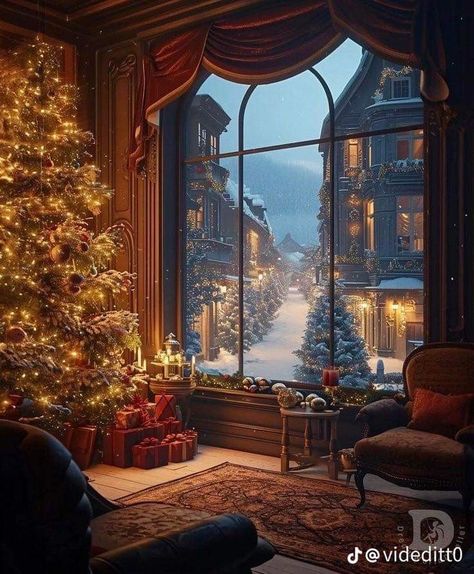 Christmas Concept Art, Velaris Townhouse, Relaxing Spaces, Fantasy Settings, Chickens In The Winter, Film Ideas, Christmas Windows, Fantasy Rooms, A Court Of Wings And Ruin