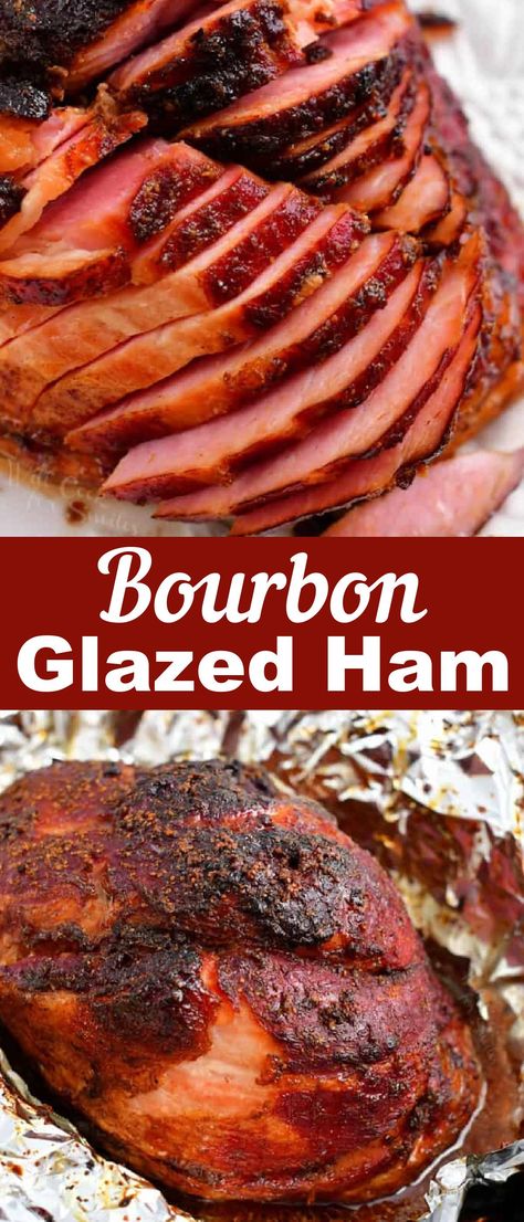 Bourbon glazed ham is a flavorful main dish for the holidays and family dinners. Baked ham is incredibly easy and it comes out juicy, tender, and so tasty. But we all know that it’s all about the glaze. This bourbon glaze is fantastic, it’s sweet and tangy with a distinct bourbon flavor. Ham Bourbon Glaze Recipe, Bourbon Glazed Ham Recipes, Bourbon Honey Glazed Ham, Maple Bourbon Glazed Ham, Smoked Ham Recipes Ovens, Bourbon Smoked Ham, Bourbon Ham Glaze Recipe, Bourbon Glaze For Ham, Bourbon Brown Sugar Ham