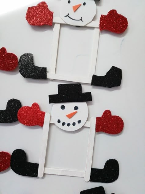 Picture Frame Crafts, Christmas Crafts For Kids To Make, Kids Christmas Ornaments, Animal Crafts For Kids, Winter Crafts For Kids, Christmas Card Crafts, Preschool Christmas, Snowman Crafts, Toddler Christmas