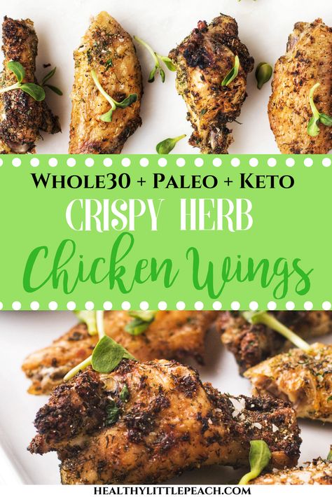 Crispy herb crusted chicken wings Paleo Wings, Chicken Wings Keto, Crockpot Chicken Wings, Herb Crusted Chicken, Cooking Ham In Crockpot, Cooking Chicken Wings, Crispy Chicken Wings, Paleo Recipes Easy, Herb Chicken