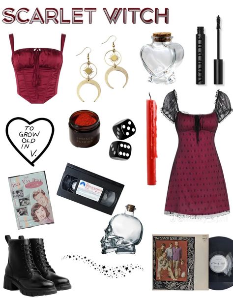 Scarlet Witch Aesthetic Outfits, Wanda Maximoff Aesthetic Outfit, Scarlet Witch Inspired Outfits, Ned Hafner, Wanda Maximoff Aesthetic, Personality Database, Witch Aesthetic Outfit, Marvel Outfits, Marvel Inspired Outfits