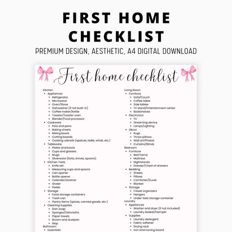 Move with Confidence: Your Ultimate First Apartment Checklist Are you stepping into your first home or apartment? Make the transition seamless and stress-free with our comprehensive First Apartment Checklist! This printable checklist is your go-to guide for ensuring you have everything you need to turn your new space into a cozy, functional home. Key Features: All-Inclusive List: Covers every room in your new home - kitchen, living room, bedroom, bathroom, laundry, and more. Organized by Categor