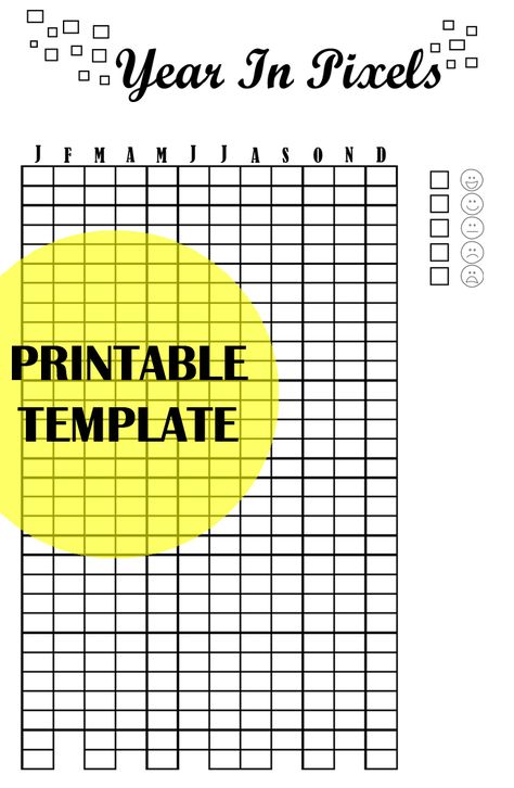 Year in Pixels, Pixels, Bullet, Journaling, Journal, Bu-Jo, Printable, Template, Dana Sobh, Printing, Tracking, Tracker, Print Year In Pixels Template, Journal Year In Pixels, Mood Tracker Year, Year In Pixels Printable, Bullet Journal Yearly Spread, Bullet Journal Year, Yearly Mood Tracker, Journal Year, Bullet Journal Yearly