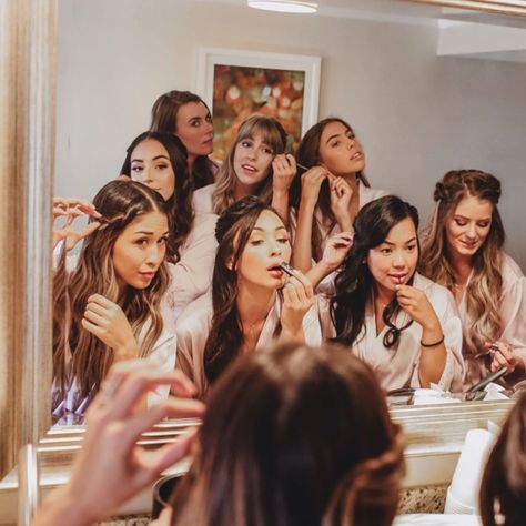 Sophia Holmes’s Instagram post: “ＴＨＥ ＧＩＲＬＳ I’ve always dreamed about this part of my wedding day! Getting all done up and ready with my bridesmaids, wear matching robes,…” Bridesmaid Getting Ready Photos Fun, Girls Getting Ready Together, Matching Bridesmaids Getting Ready, Getting Ready With Bridesmaids, Bridesmaids Photos Getting Ready, Bridesmaid Pictures Getting Ready, Getting Ready Photoshoot, Bridesmaids Getting Ready Photos, Jar Aesthetic