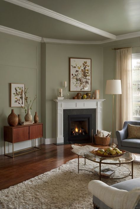 Light Colors For Living Room Walls, Home Decor Ideas Timeless, House Inside Color Ideas, Living Room Color Green, Colored Walls Ideas, Walk Colour Ideas, Paint Colors To Make A Room Feel Bigger, Light Grey Paint Living Room, October Mist Living Room