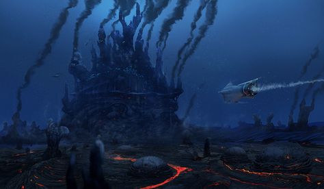 -Super Thermal Vent- , Pat Presley on ArtStation at https://www.artstation.com/artwork/3wYX2 Subnautica Concept Art, Deep Sea Creatures, 3d Landscape, Landscape Concept, Alien Planet, Fantasy Landscape, Anime Background, The Ocean, Hd Wallpaper