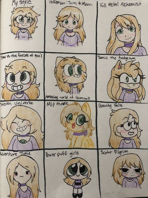 I did another style challenge! I also redid some that I had on my first one :) Draw In Different Styles Challenge, Drawing In Different Styles Challenge, 10 Art Style Challenge, Different Art Styles Challenge, 30 Day Art Challenge, Different Drawing Styles, Erin Johnson, Social Media Art, Art Style Challenge