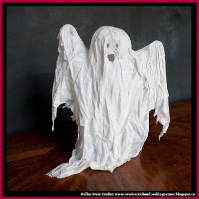 Dollar Store Crafter: Turn Old Sheets Or Sheer Curtains Into A Spooky Ha... Pretty Halloween Decorations, Mason Jar Halloween Decorations, Wooden Halloween Decorations, Halloween Tree Decorations, Primitive Halloween Decor, Disney Halloween Decorations, Dollar Store Halloween Decorations, Office Halloween Decorations, Scary Halloween Decorations Diy