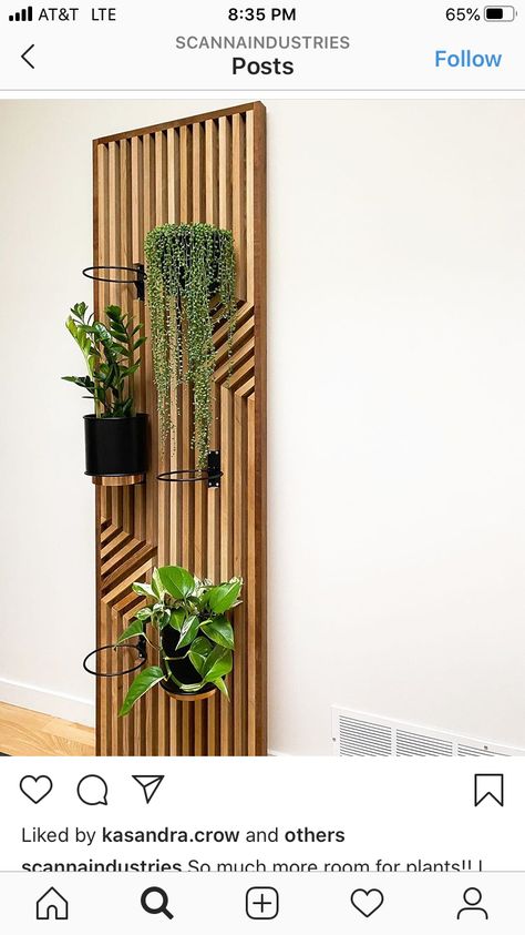 Vertical Slat Doors, Wood Slat Wall With Plants, Pegboard Bedroom Wall, Slat Wall With Plants, Wood Slat Wall, Wall Paint Colors, Studio Apartment Decorating, Subscribe To My Channel, Boho Chic Decor