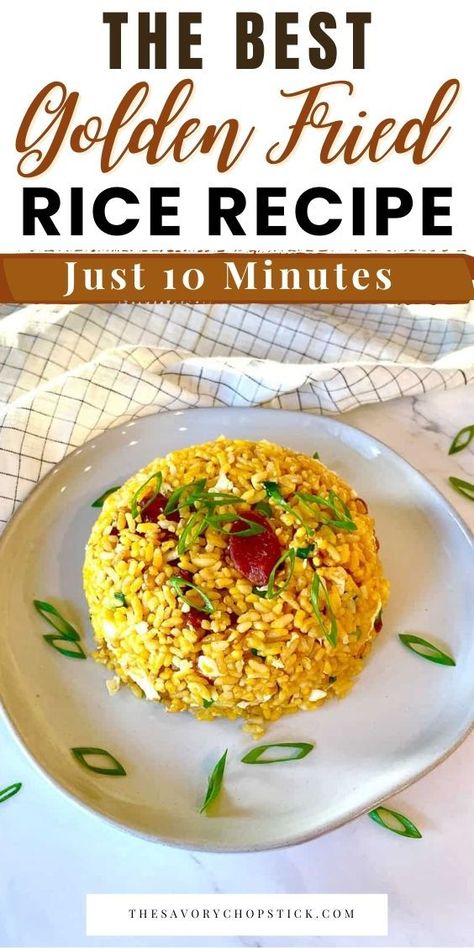 This Golden Fried Rice is my go-to when I need a quick, delicious meal. It comes together in just 10 minutes, with crispy veggies and perfectly seasoned rice. It's the perfect side or main dish to pair with anything! You won't believe how simple and tasty it is. #FriedRice #QuickMeals #GoldenFriedRice #EasyRecipes #10MinuteMeals Crispy Veggies, Spicy Peanut Noodles, 10 Minute Meals, Peanut Noodles, Egg Drop Soup, Egg Drop, Cooking White Rice, Seasoned Rice, Fried Rice Recipe