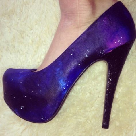 Galaxy Clothing, Galaxy Princess, Shoes Pics, Sparkling Heels, Black Glitter Heels, Muses Shoes, Galaxy Shoes, Homecoming Shoes, Pink Wedding Shoes