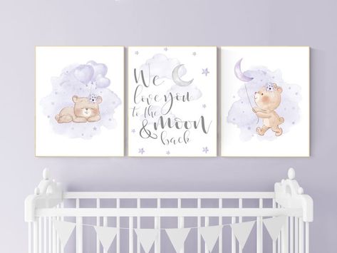 Nursery Lilac, Nursery Lavender, Nursery Teddy Bear, Lilac Nursery, Lavender Nursery, Purple Nursery, Girl Nursery Decor, Bear Nursery, Nursery Decor Girl