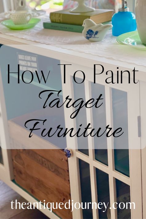 In this post, you will find a tutorial on how to paint furniture from Target! This cabinet needed an update and I didn't want to purchase something else because this one is so functional for our family. So, I decided to paint it and it turned out amazing! It's not as hard as you might think and I'm here to help! Follow along as I show you how to paint furniture from Target. Painting Target Bookshelves, Painting Target Furniture, Target Cabinet Makeover, Target Furniture Hack, Target Bookshelf Makeover, Target Cabinet, Painting Pressed Wood, Target Bookshelf, Target Shelves