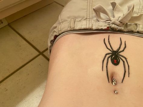 Spider Abdomen Tattoo, Black Widow Stomach Tattoo, Spider Tattoo Tramp Stamp, Stomach Tattoos Spider, Spiderweb Tramp Stamp, Spider Tramp Stamp Tattoos, Spider Tattoo Stomach, Spider Tattoo On Stomach, Spider Stomach Tattoo