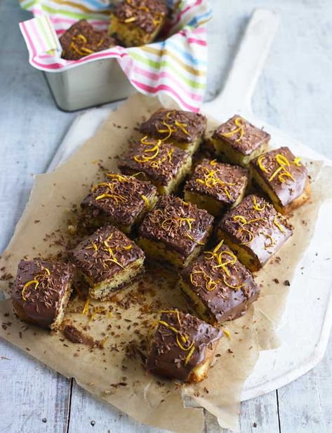 Chocolate and orange traybake. I have just made this now, and it is delicious!!!! Orange Traybake, Chocolate Traybake, Traybake Cake, Orange Brownies, Cake Squares, Chocolate And Orange, Jaffa Cake, Tray Bake Recipes, Baking Chocolate