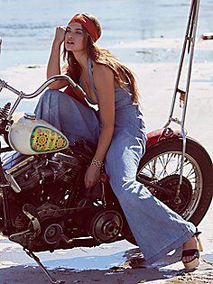 Walk On By One Piece Biker Chick Style, Biker Chick Outfit, Chick Outfit, Biker Aesthetic, Biker Chic, Biker Chick, Bikes Girl, Motorcycle Women, Motorcycle Girl