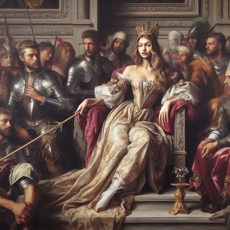 Ai Gigi Hadid Queen renaissance Queen Throne, Dynasty Outfits, Royal Throne, Fantasy Queen, Lord Of Shadows, Vampire Books, Royalty Aesthetic, Angel Aesthetic, English Art