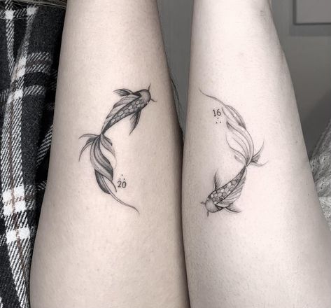 Matching Tattoo Designs, Matching Couple Tattoo, Couple Tattoo Ideas, Maching Tattoos, Twin Tattoos, Pisces Tattoos, Elements Tattoo, Couples Tattoo Designs, Couple Tattoo