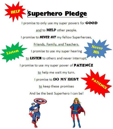 Superhero Pledge Superhero Group Activities, Superhero Movement Activities, How To Be A Superhero, Superhero Therapy Activities, Superhero Preschool Activities Crafts, Superhero Camp Ideas, Superhero Summer Camp Activities, Superhero Activities For Kindergarten, Preschool Superhero Theme