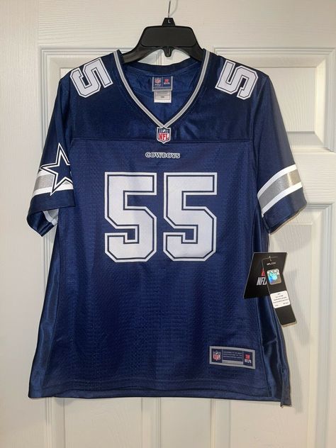 NFL Pro Line Cowboys Jersey Women’s Medium Blue 55 Vander Esch Short Sleeve RARE. My Wishlist Ideas, Blue Football Jersey, Cowboy Clothes, Cowboys Jersey, Woman In Suit, Sports Clothes, Sports Jerseys, Nfl Outfits, Nfl Jersey