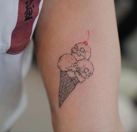 Dessert Tattoo, Ice Cream Tattoo, Japan Dessert, Cream Tattoo, Tattoo Board, Galaxy Tattoo, Body Stickers, Art Tattoos, Pretty Tattoos