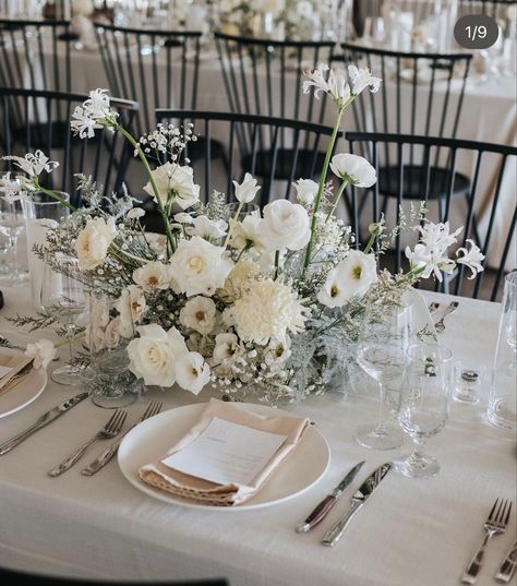 2023 Black And White, Gypsophila Wedding, White Centerpiece, Bridal Table, Wedding Floral Centerpieces, Neutral Wedding, Floral Arrangements Wedding, Toronto Wedding, Wedding Mood Board