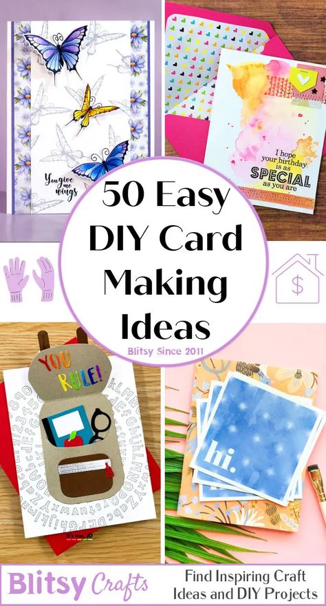 Card Making Ideas For Beginners, Easy Birthday Cards Diy, Easy Greeting Cards, Diy Card Making, Anniversaire Diy, Simple Cards Handmade, Watercolor Birthday Cards, Card Making Ideas, Unique Birthday Cards