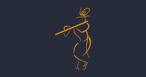 Wear your love for Krishna with this minimalist and elegant design of Shri Krishna in saffron playing the flute. Love For Krishna, Hare Krishna Hare Ram, Playing The Flute, Krishna Hindu, Radha Painting, Krishna Flute, Outline Design, Pink Background Images, Radha Krishna Wallpaper