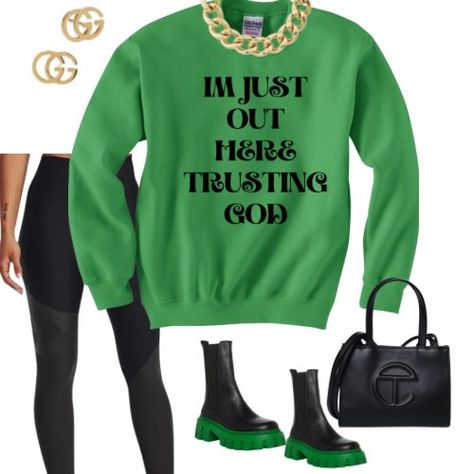 “ TRUSTING GOD” Sweatshirt – Saved & Still Dope Casual Outing Outfits Classy, Green And Black Sweater Outfit, Dope Outfits Black Women, Fall Styles For Women 2024, Classy Winter Outfits Black Women, Comfy Cute Fall Outfits, Christian Outfits For Women, Winter Outfits Shein, Fall Fashion Outfits Casual