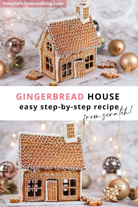 Easy Step-by-step Recipe: Christmas Gingerbread House from Scratch Making A Gingerbread House, Gingerbread Recipes, Gingerbread House Recipe, Ginger House, Gingerbread House Christmas, Make A Gingerbread House, Gingerbread Recipe, Christmas Gingerbread House, Recipe From Scratch