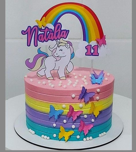 Cake Kuda Poni, Pony Cake Ideas, Rainbow Cake Topper Printable, My Little Pony Cake Ideas, Simple Unicorn Cake, Simple Rainbow Cake, Sofia Birthday Cake, Unicorn Cake Design, Easy Unicorn Cake