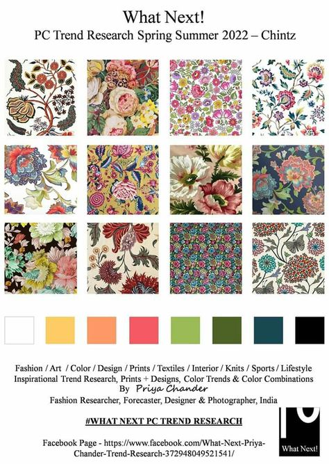 2023 Fabric Trends, Fashion Trend Pattern, Chintz Fabric, Fashion Trend Forecast, Trend Forecast, Floral Trends, Color Trends Fashion, Kids Fashion Trends, 2022 Ss