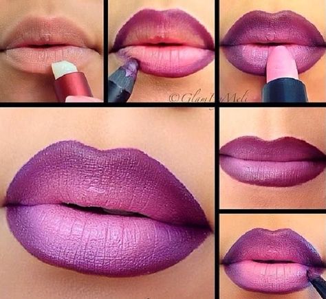 Bored of plain lipstick shades and older trends of using'em ? You must try something new... classy, trendy and most appealing, The two t... Ombre Lips Tutorial, Extreme Make-up, Lip Tutorial, Lipstick Tutorial, Nyx Lipstick, Perfect Lipstick, Lip Makeup Tutorial, Ombre Lips, Smink Inspiration