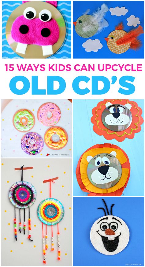 15 Fun Ways Kids Can Upcycle Old CD’s: Cute collection of CD crafts Recycled Cd Crafts, Cd Crafts Diy, Old Cd Crafts, Can Upcycle, Recycled Cds, Cd Diy, Fun Projects For Kids, Old Cd, Upcycling Projects