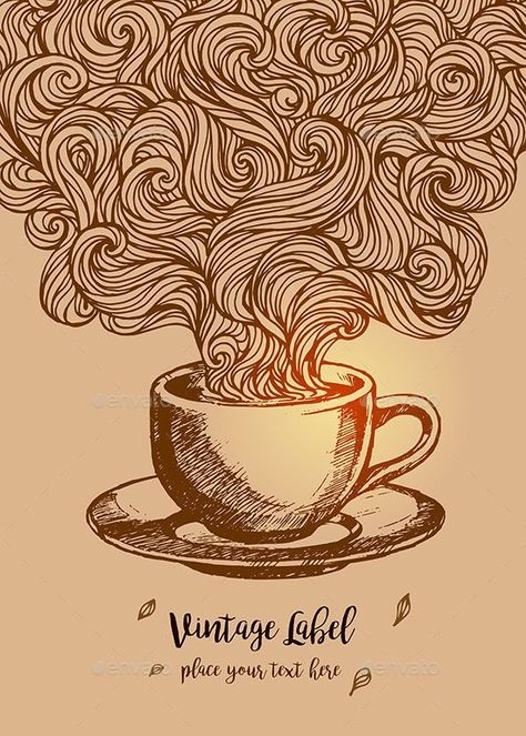 Coffe Book Drawing, Coffee Pattern Illustration, Coffee Illustration Artworks, Coffee Cup Sketch, Coffee Art Illustration, Coffee Vector Art, Cup Of Coffee Illustration, Coffee Mandala, Coffee Doodles