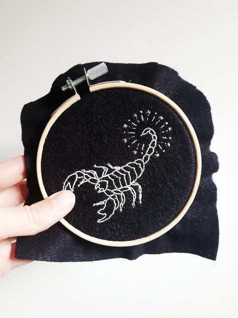 Magic Scorpion Embroidery Design Embroidery Pattern Download | Etsy Wedding Embroidery Hoop, Bugs Embroidery, Scorpio Astrology, Punk Fashion Diy, Embroider Ideas, Pdf Design, Embroidery Tshirt, Embroidery Shoes, Diy Embroidery Patterns