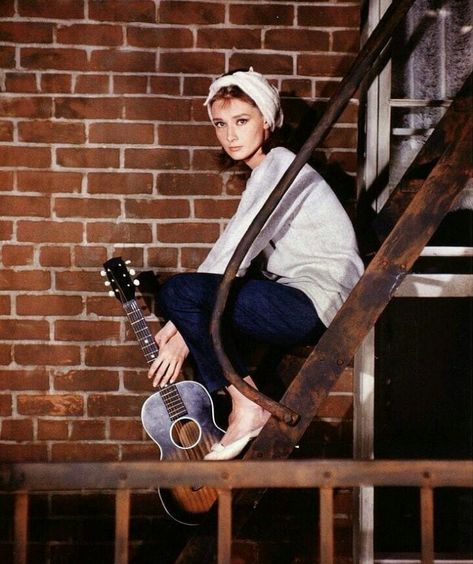 Breakfast At Tiffany's, Moon River, Breakfast At Tiffanys, Audrey Hepburn, Stairs, Guitar, Moon