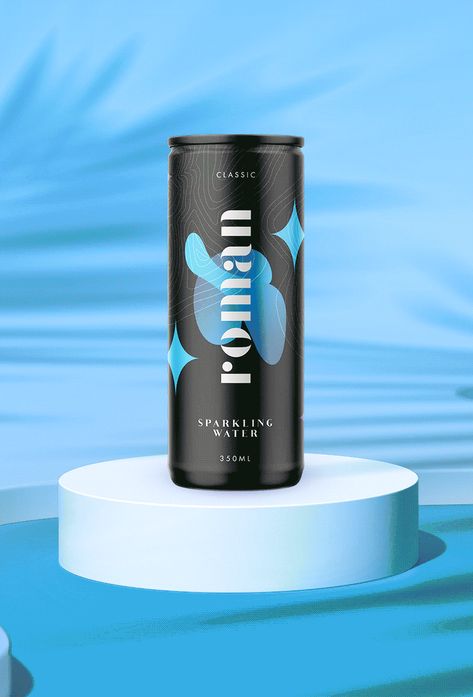 Roman Sparkling Water: For The Hydrated Raver | Dieline - Design, Branding & Packaging Inspiration