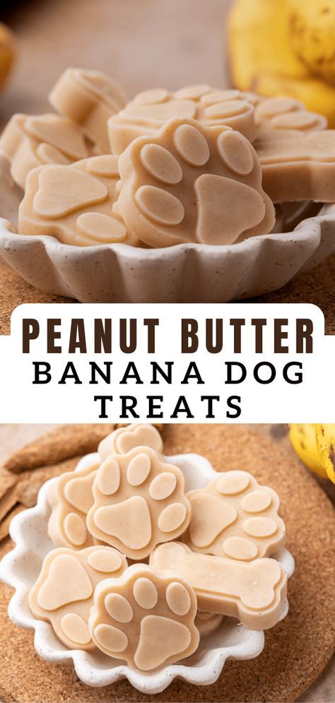 These Peanut butter banana dog treats are the perfect summertime treat for your pup! Banana Bread Dog Treats, Apple Sauce Dog Treats, Dog Treats With Banana, Peanut Butter Dog Treats Homemade, Dog Treats Apple, Frozen Peanut Butter Banana, Peanut Butter Banana Dog Treats, Summer Dog Treats, Canine Nutrition