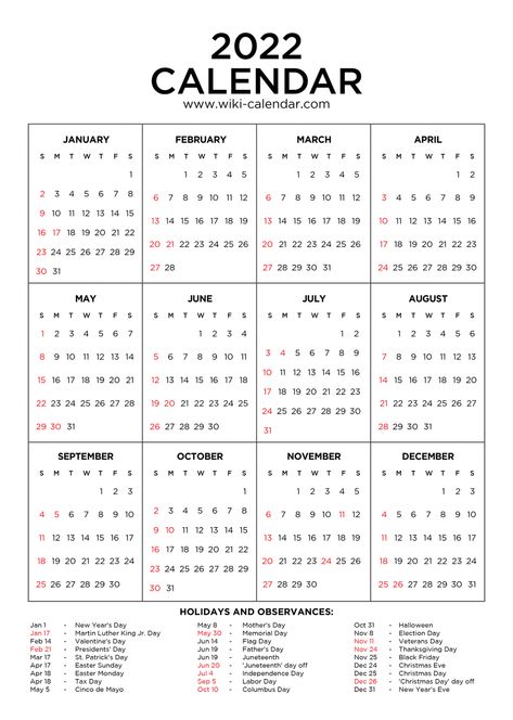 2022 Calendar Printable with Holidays Printable December Calendar, Printable Yearly Calendar, Calendar With Holidays, Ram Navmi, Calendar Download, December Calendar, Year Calendar, Online Calendar, Free Calendar